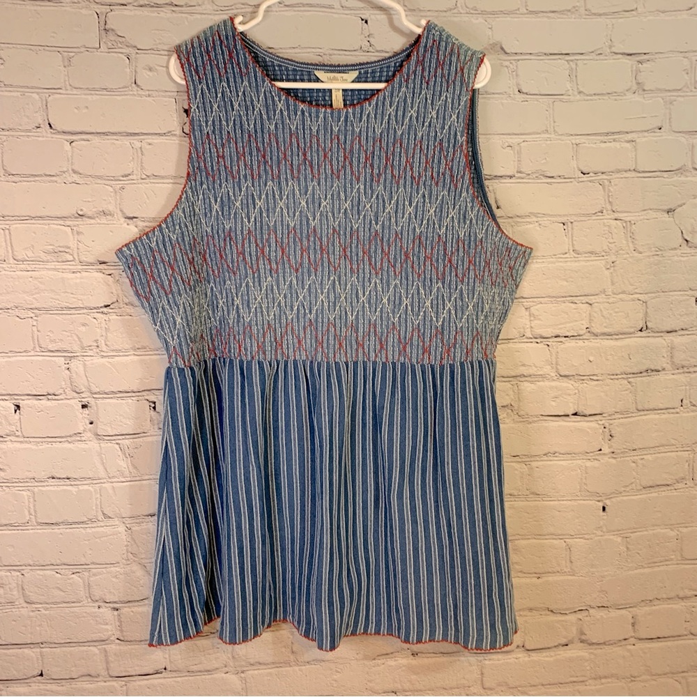 Matilda Jane Plus Size Roxie Blue Striped Sleeveless Tank Size XXL